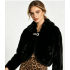 Short Rhinestone Button Faux Rabbit Fur Coat Women Slim Luxury Commuter Winter Jacket