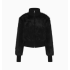 Bestseller Short Faux Fox Fur Coat, Black Stand Collar Structured Shoulder Jacket