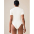 Women's Summer Ribbed Short Sleeve Zip Up Bodysuit, Slim Fit Jumpsuit, Layering Top & Outerwear
