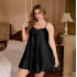 Plus Size Ice Silk Cami Short Sleep Dress, Solid Loungewear for Women
