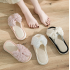 Bow Cotton Linen Indoor Slides for Women, Summer Home Slippers