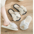Bow Cotton Linen Indoor Slides for Women, Summer Home Slippers