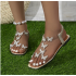 Butterfly Rhinestone Flat Peep Toe Sandals, Elastic Hollow Beach Slides