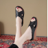 Large Size Wedge Heel Mom Sandals with Stitching Detail