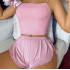 Ribbed Cami Shorts Pajama Set Women, Sexy Outdoor Loungewear Two Piece Suit
