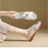 Large Size Wedge Heel Mom Sandals with Stitching Detail